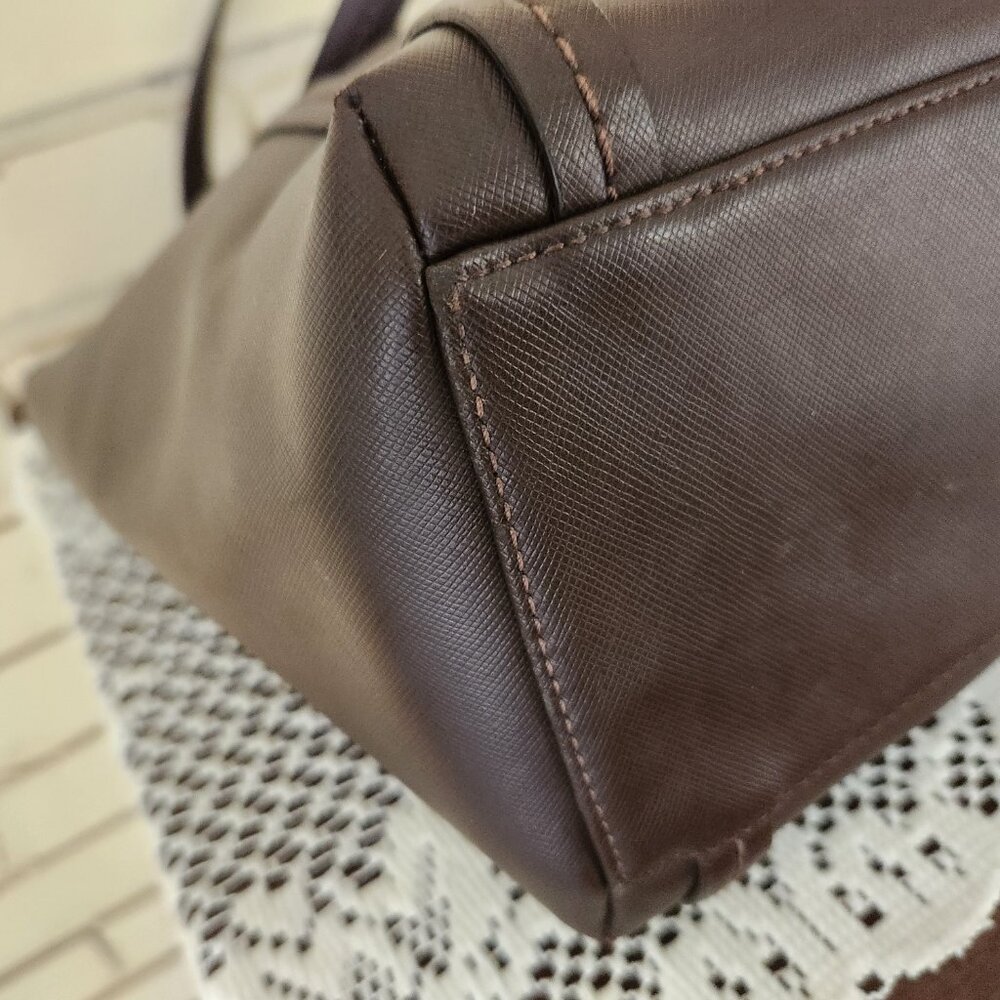 Euc Coach Brown Saffiano Leather Shoulder Bag Tote Purse - Picture 11 of 16